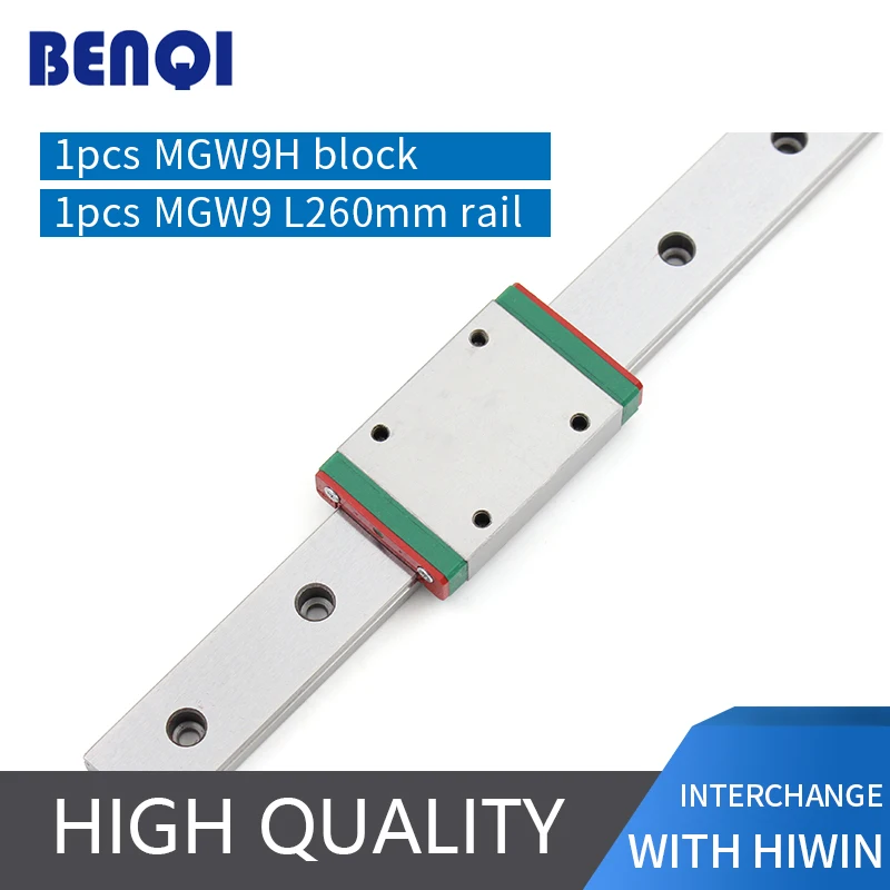 Free shipping 9mm linear guideway MGW9H /mgw9c with MGWR9 L= 260mm rail linear fast delivery for cnc machine