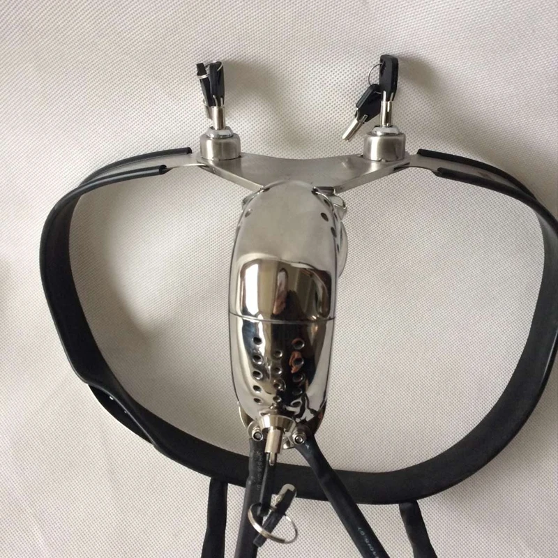 Male Chastity Belt Stainless Steel Chastity Cage With Removable Anal Bead Plug Mens Master Slave Lockable Penis Restraint Device