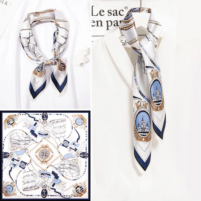 100% Real Silk Square Scarf Women Print Bandana Natural Silk Headscarf Small Suqare Silk Headband Scarf Foulard Femme65x65cm