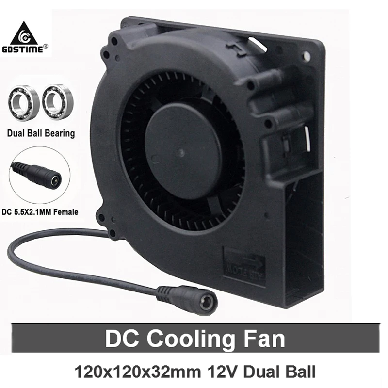 

Gdstime 120mm Turbo Fan 12V DC Female Connect 12cm 120x120x32mm 12032 Centrifugal Cooler Fan