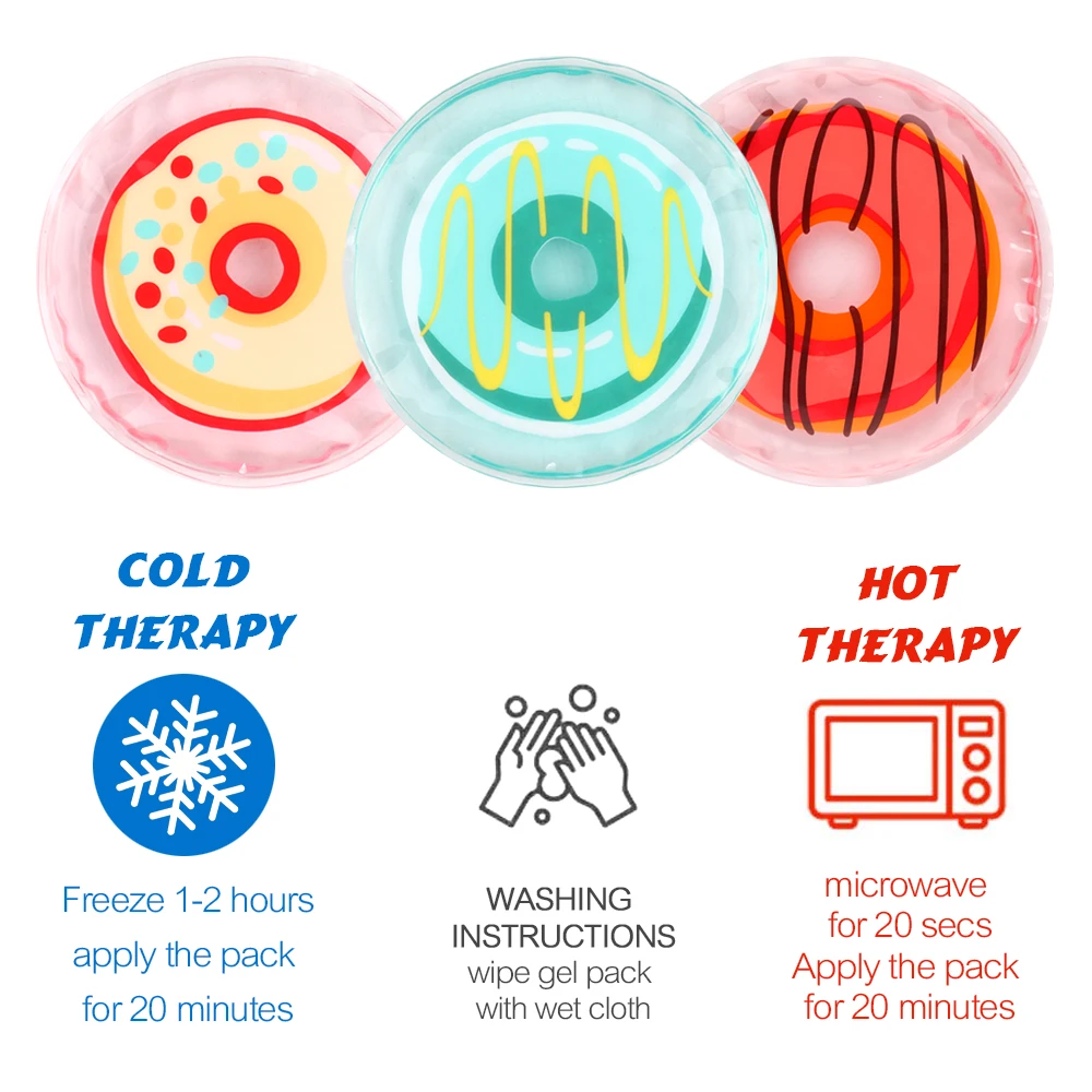 3 Packs Reusable Kids Cartoon Ice Pack Pain Relief Elbow Knee Toothaches Fever Cooling Tool Children Portable Cute Cold Hot Pack