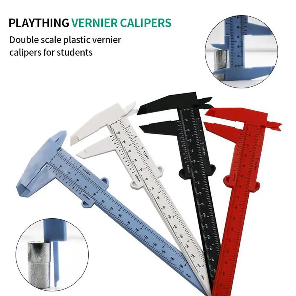 Double Scale Plastic Vernier Caliper Mini Sliding Vernier Gauge Measure Tool Ruler Micrometer Ruler Sliding 80mm Pocket Useful