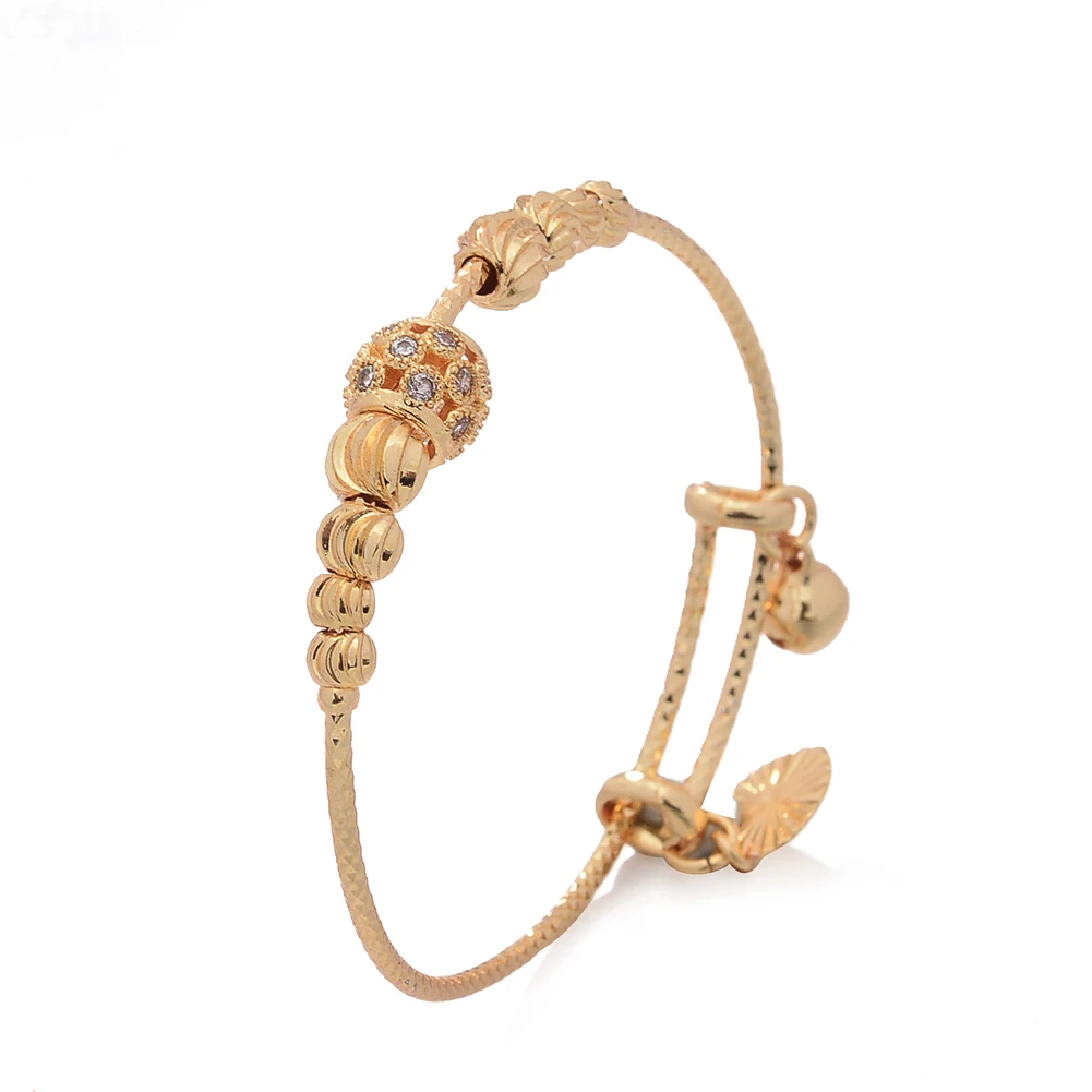 Girls' Gold Bead Bangles, Age 4-10 Years