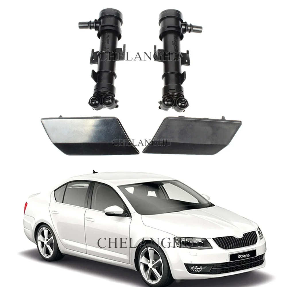 For Skoda Octavia A7 Sedan 2013 2014 2015 2016 2017 Front Headlight Washer Sprayer Nozzle Cylinder Jet And Washer Cover Cap