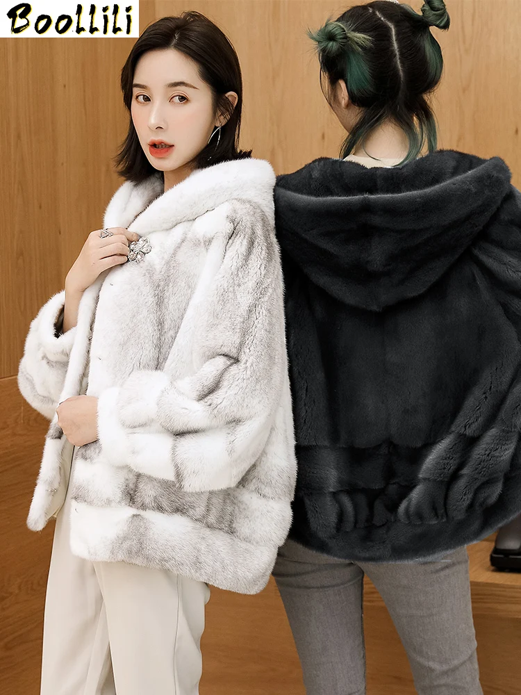 

Real Mink Boollili Coat Female Luxury Natural Fur Coats Winter Jacket Women Hooded Warm Jackets for Women Clothes 2023