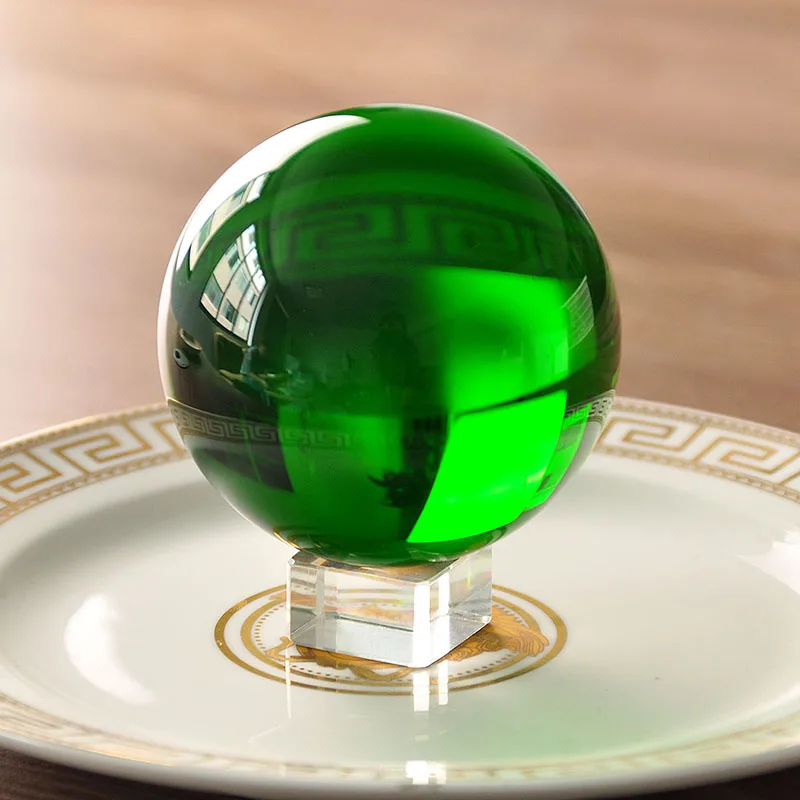 Bola de cristal verde de cuarzo para fotografía, de 30mm bola de cristal-100mm, decoración artesanal de Feng Shui