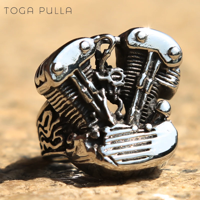 

Cool Punk Biker Engine Ring Men Boys 316L Stainless Steel Motorcycle Biker Locomotive Ring Male Hip Hop Jewelry Party Gift