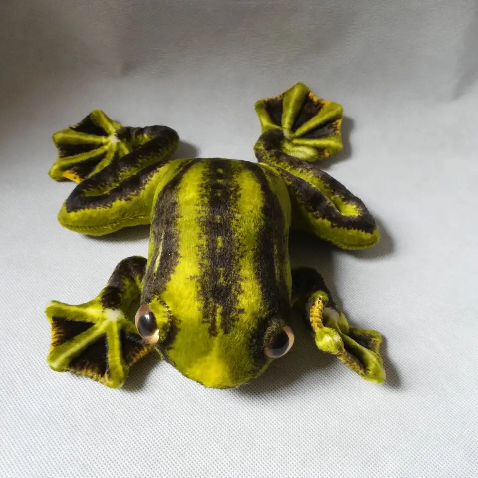 約 30x20cm 緑のカエルのぬいぐるみリアルなカエルの柔らかい人形赤ちゃんのおもちゃ誕生日ギフト w1577