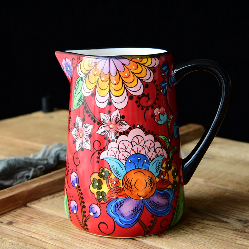 Ceramic tableware American country hand-painted jug cold kettle flower vase flower pot flower decoration decoration