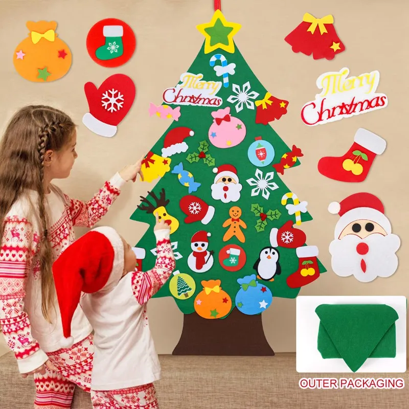 Arbre de Noël en Feutre pour Enfant, Décorations pour la Maison, Cadeaux de Nouvel An, 2023, 2024