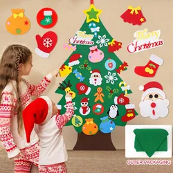 Árbol de Navidad de fieltro artesanal para niños, decoraciones para el hogar, adornos navideños, regalos de Año Nuevo, 2023, 2024