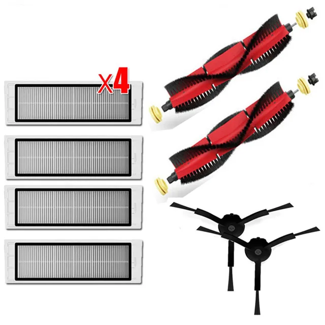 

Новая Съемная основная щетка 2 шт. + 4 шт. фильтра НЕРА + 2 шт. черных боковых щетки для Xiaomi mijia roborock 2 s50 s51 s55 e35 T60 T65