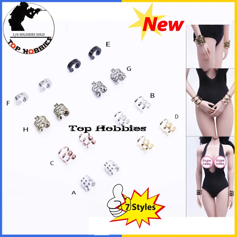 5 Models Tbleague Cuff1/6 Scale Women Bracelet Female Wristband Jewelry Bracers Playing Toy for 12