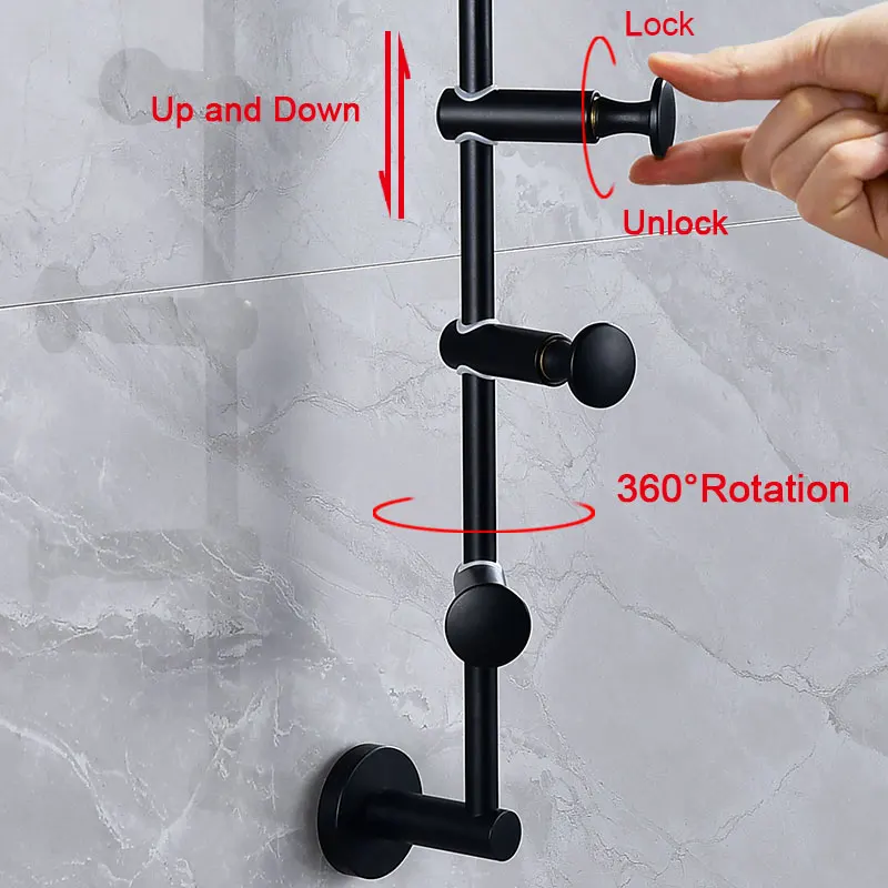 Ajuste livre Solid Brass Coat Rack, Preto Ganchos para Chapéus Cachecóis e Roupas, 3 4 5 6 Ganchos