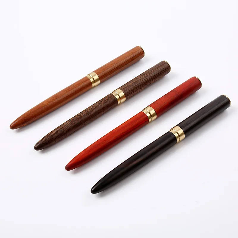 Factory Wholesale Brass Sandalwood Pen Retro 4 PCS Business Fountain Pen Creative Personality Craft Commemorative Gift