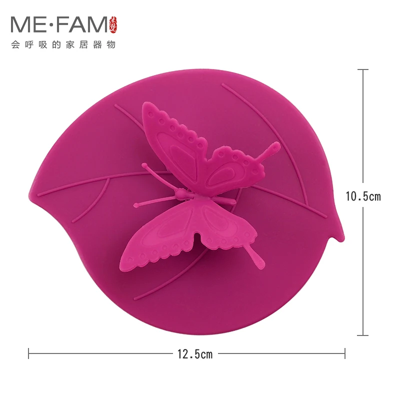 New Hot Universal Colorful Cute Fly Butterfly Handle Leaves Cups Cover Seal Dustproof Silicone Lid Glass Ceramic Plastic Mug Cap