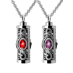 Stainless Steel Crystal Cremation Urn Necklace for Ashes Keepsake Cremation Jewelry for Human Ashes Memorial Pendant