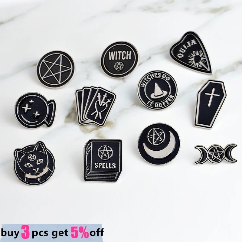 Custom Witches Do It Better Witch Ouija Spells Black Moon Enamel Pin Brooches Lapel Pin Badges Jewelry Gift for Friend Wholesale