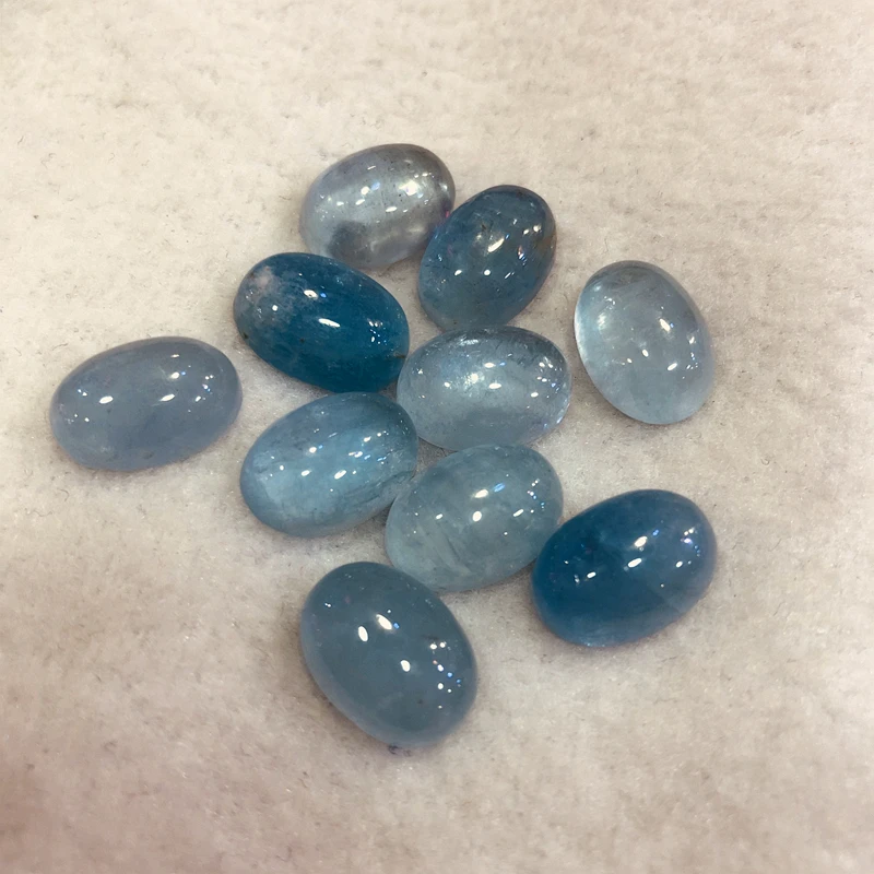 Wholesale 10pcs Natural Aquamarines Cabochon 8x10mm 10x14mm 12x16mm Oval Gem Stone Loose Bead Cabochon,Gem Ring Face jewelry diy