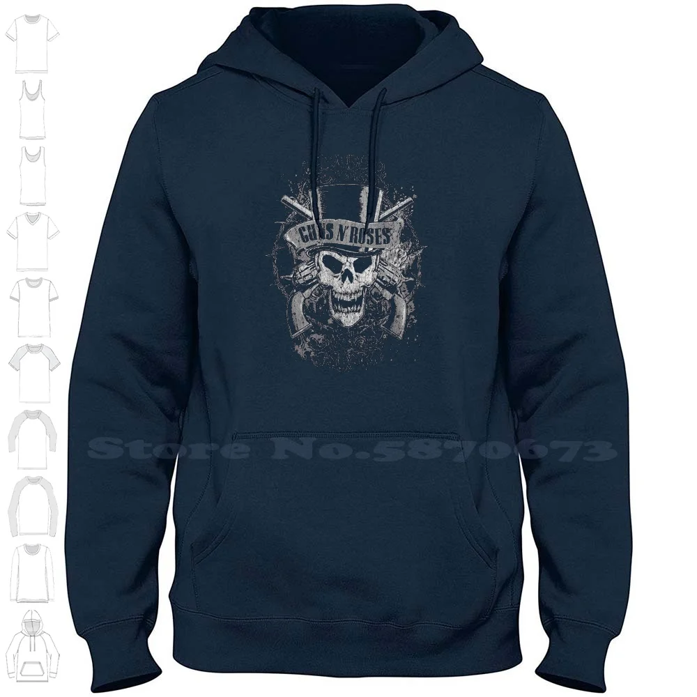 Skull Silver Hoodies Sweatshirt For Men Women Guns Roses New Roses Guns And Roses Guns And Roese Sale Guns Roses Logo Guns