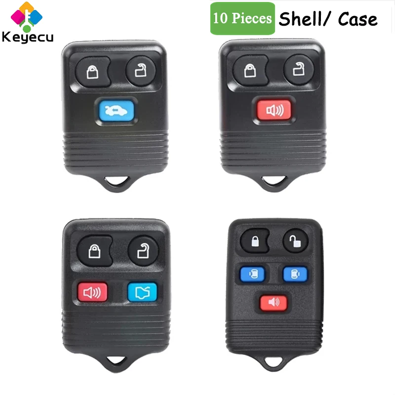 KEYECU 10 Pieces Card Remote Key Shell Case With 3 4 5 Buttons Fob for Ford Explorer Focus Edge Escape Mustang Flex for Mercury