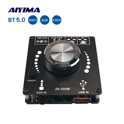 AIYIMA TPA3116D2 Audio Power Amplifier Stereo Bluetooth-compatible Amplificador HiFi Class D TPA3116 USB Sound Card AUX 10-100W