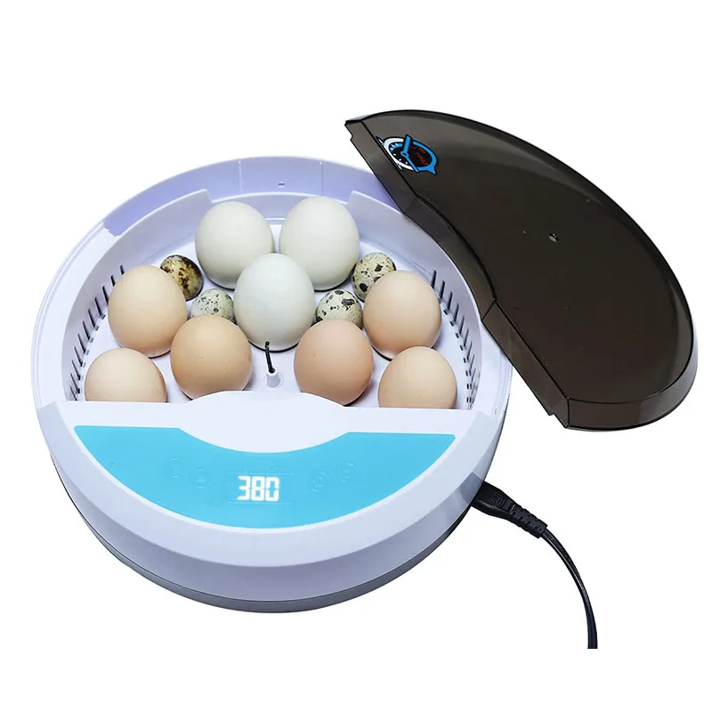 Mini 9 Egg Incubator HHD Automatic Chick Hatching Egg Tray Digital Display LED Candler Temperature Control Brooder Poultry Quail