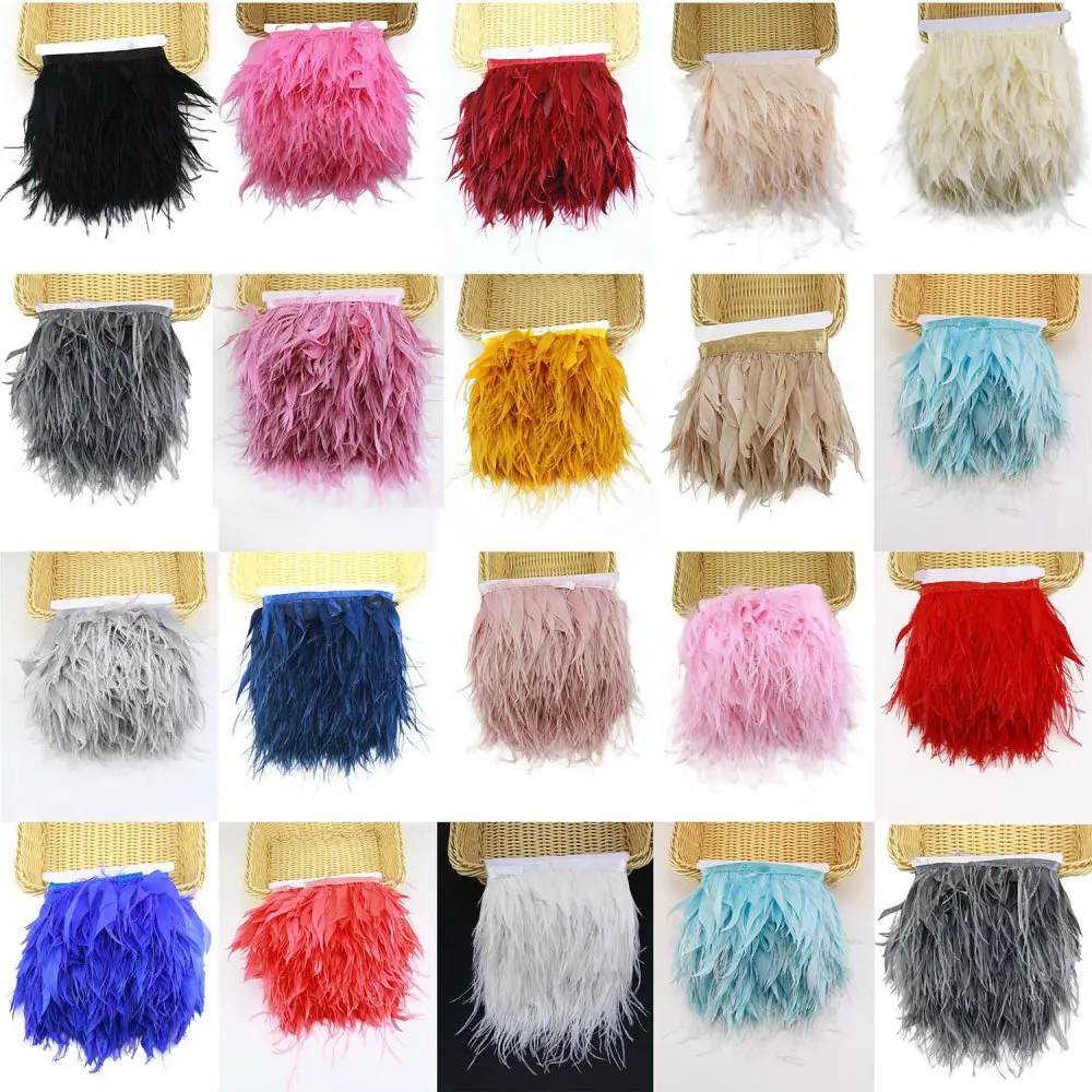 

10 meters/lot Ostrich cloth edge Feathered lace 8-12cm/3-5inch Dress decorations Handicraft material accessories 18 colors