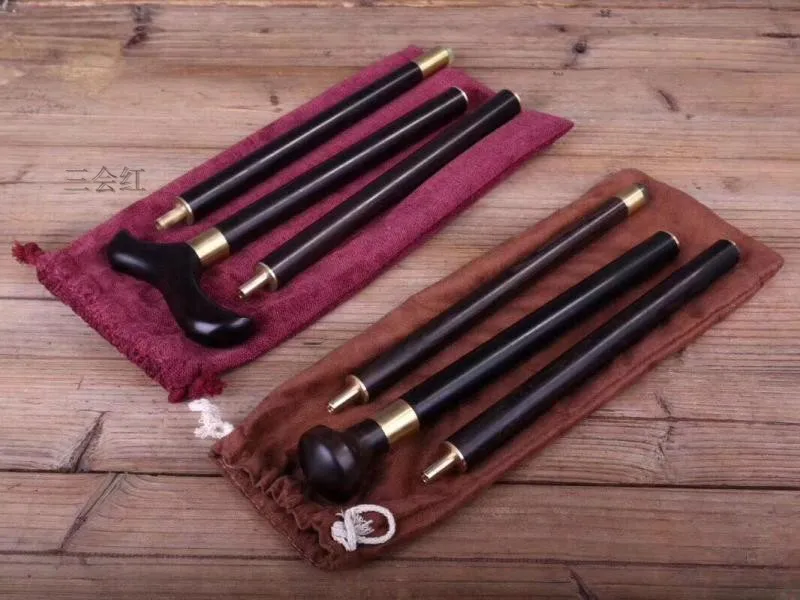 Solid Wood Detachable Walking Stick, Purple Sandalwood Crutches Stick, Old Man Cane, Mahogany Crutches, Yang Sheng Zhang