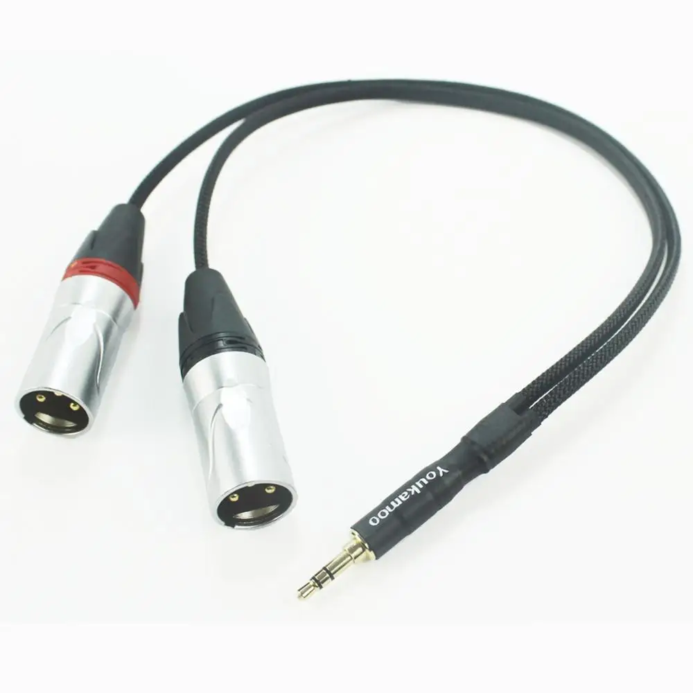 3.5mm to Dual XLR Male Headphone Audio Headphone Silver Plated Adapter Cable 1 FT 0.3M