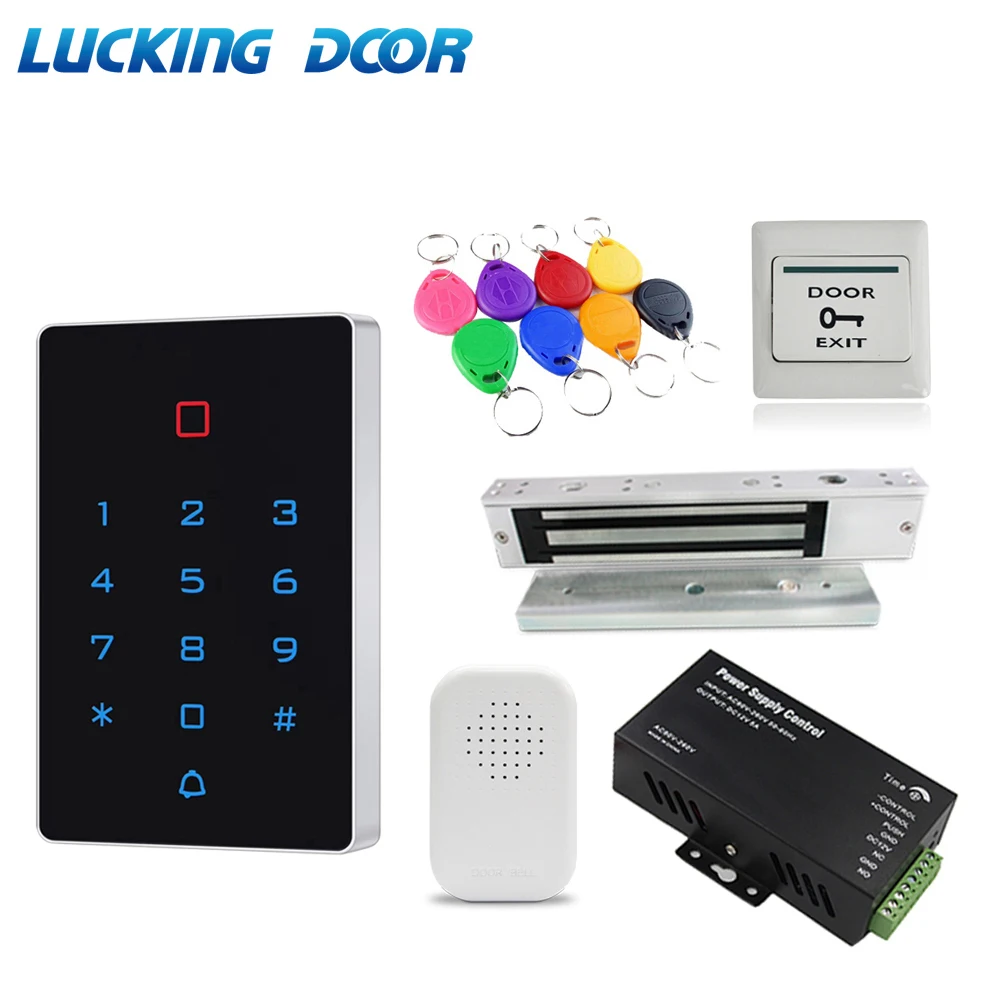 

RFID Access Controlle Electronic Door Lock power supply 125KHZ Access Control System kit Backlight Keypad WG 26 input and output