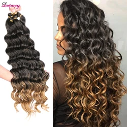 Extensiones de Cabello sintético para mujeres negras, pelo largo de ganchillo de onda profunda de 22 pulgadas, trenzado ombré, alta temperatura