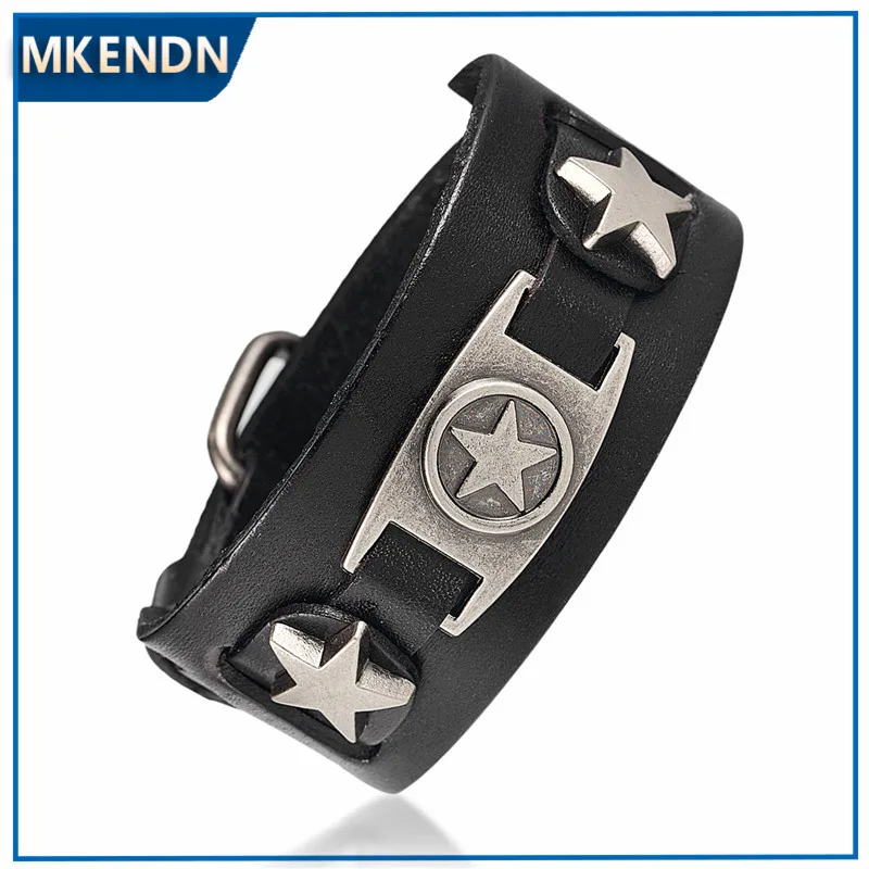 MKENDN Handmade Ride To Live Male Star Retro Bracelet Homme Genuine Leather Men Women Rock Jewelry Friendship Gifts