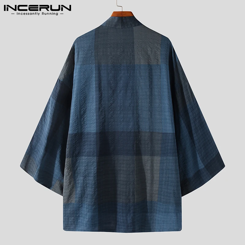 Mode Mannen Trench Katoen Open Stitch Jassen Solid Lange Mouwen Casual Japanse Kimono Streetwear Vest 2023 Bovenkleding Incerun