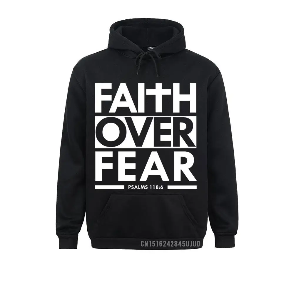 Faith Over Fear Bible Scripture Verse Christian Pullover Hoodie Hoodies High Street Long Sleeve Men Sweatshirts Winter Hoods