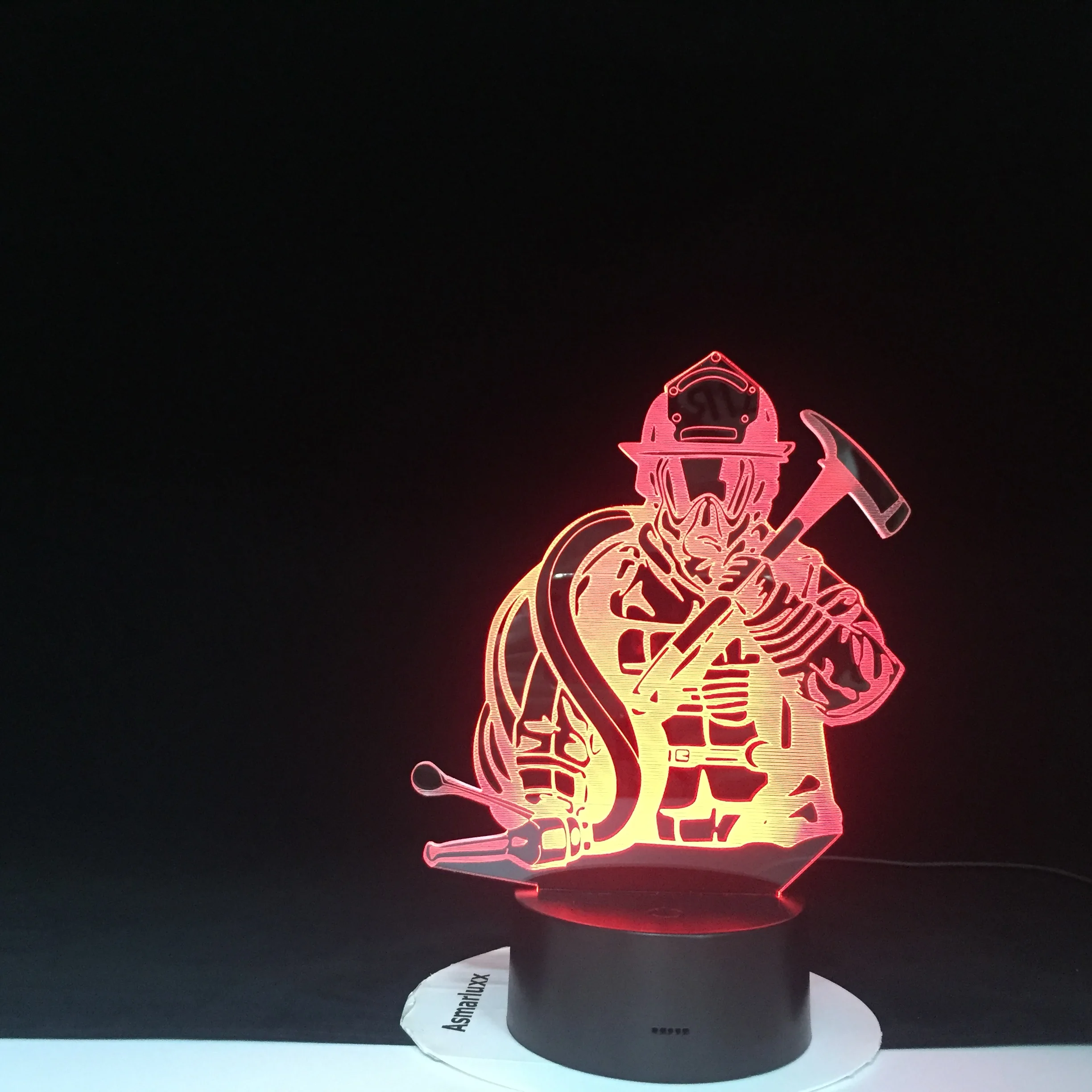 Fireman 3D LED  Modeling USB Night Lights Creative Firefighter Table Lamp Home Decor 7 Colors Changing Sleep Lighting Kids Gifts