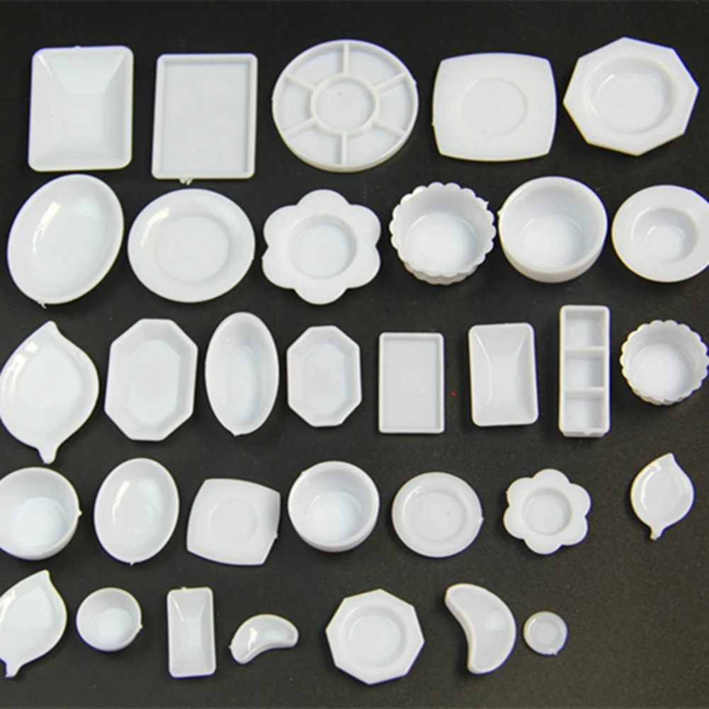 33Pcs/Set 1/12 Dollhouse Resin Clear Miniature Plate Dish Kitchen Tableware Toy Plates Doll Kitchen Toys New