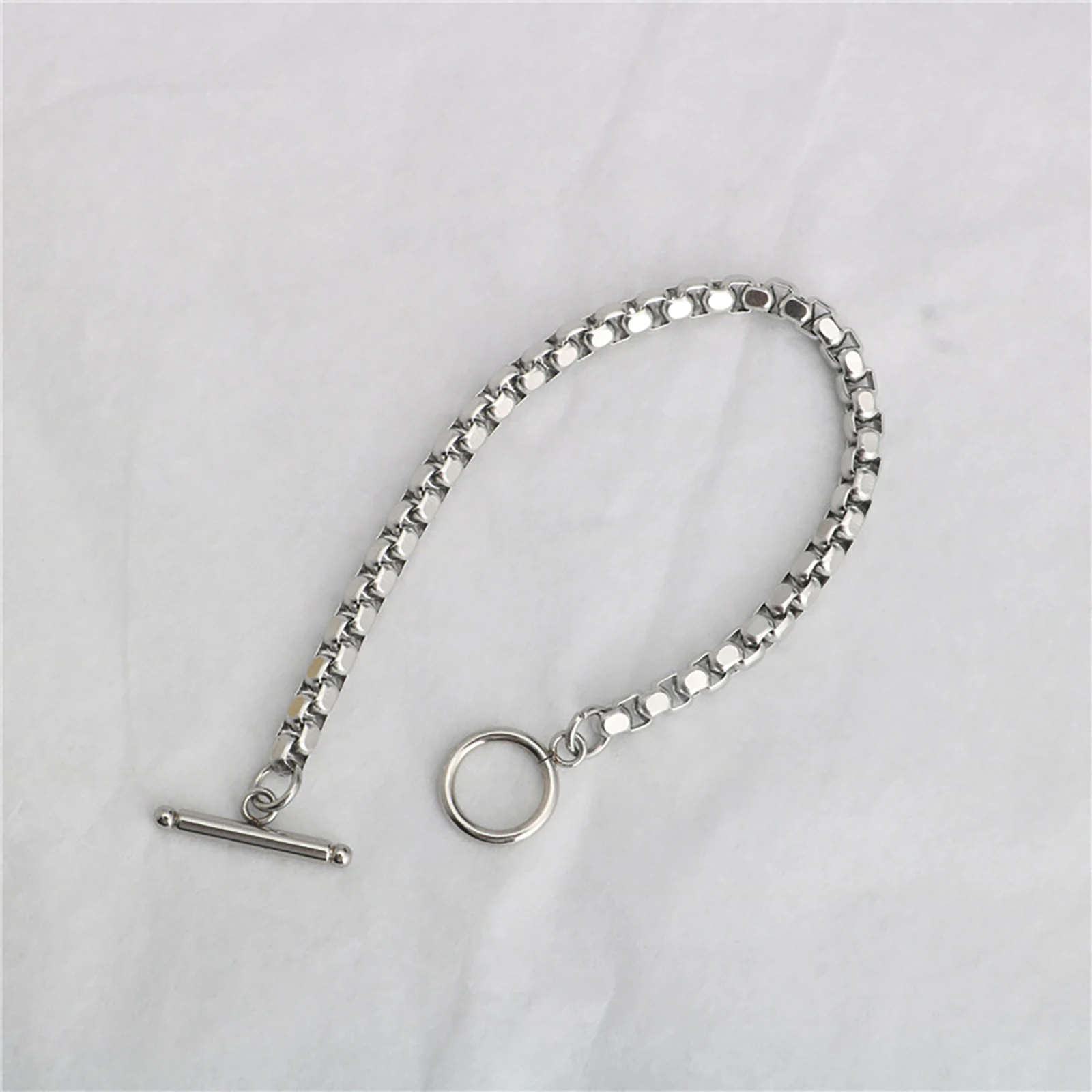 Fashion Stainless Steel Box Chain Findings Bracelets Silver Color Metal Bracelets For Women Man Wrist Jewelry Gifts, 1 Piece