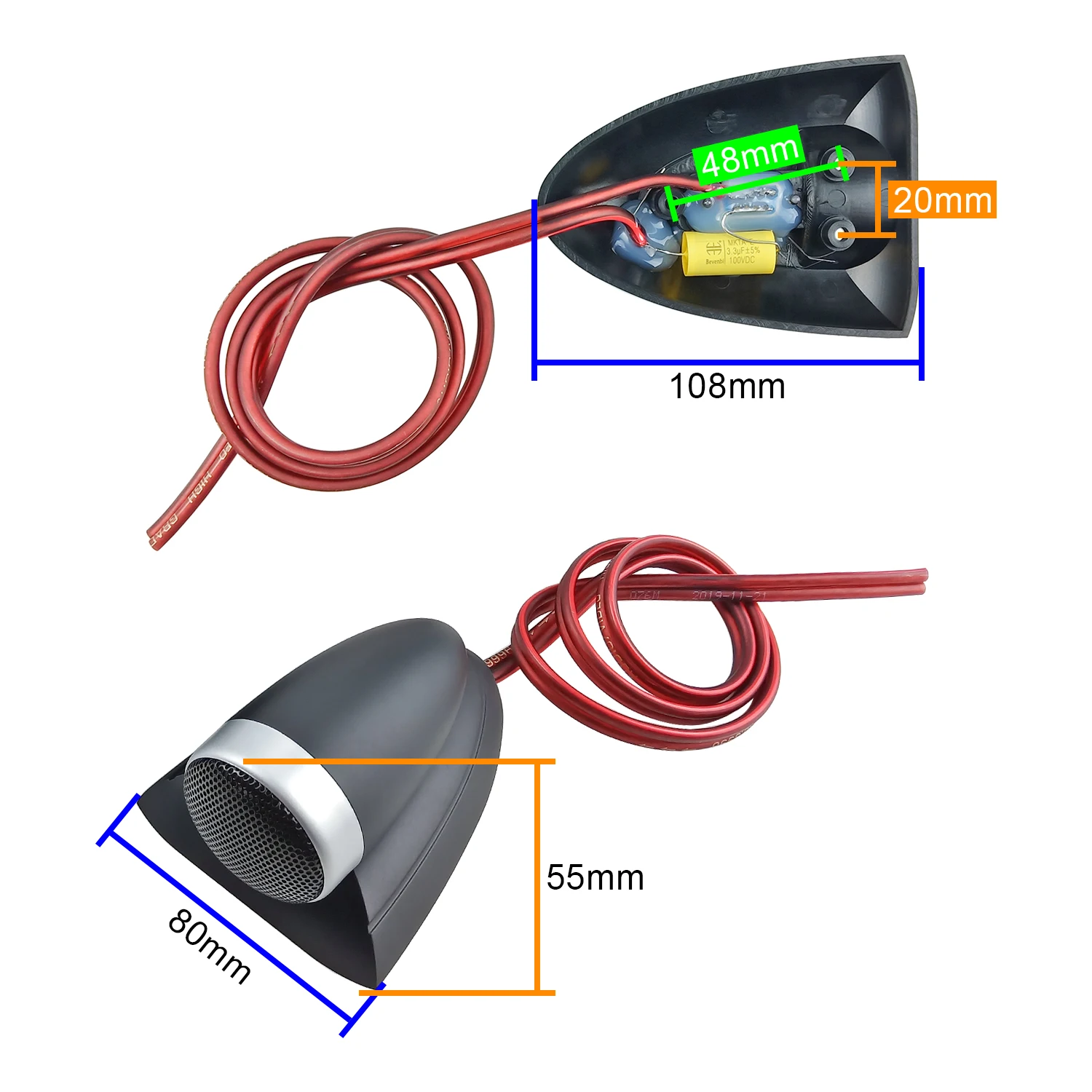 GHXAMP 25Core Superweeter مكبر صوت خارجي للسيارة 4OHM 20W لتعويض السائق الثلاثي للصوت المنزلي مع قاعدة 1 أزواج