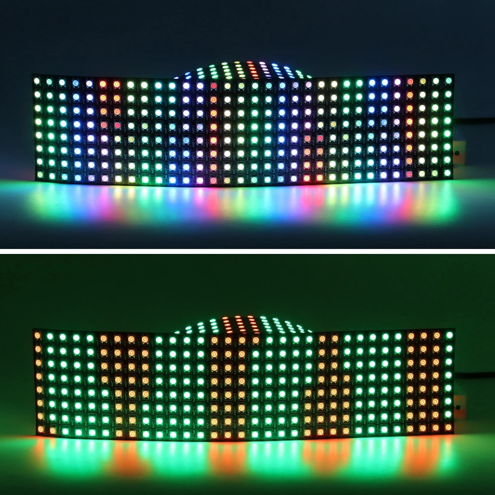 WS2812B RGB LED Digital Flexible Individually Addressable Panel Light WS2812 8x8 16x16 8x32 Module Matrix Screen DC5V