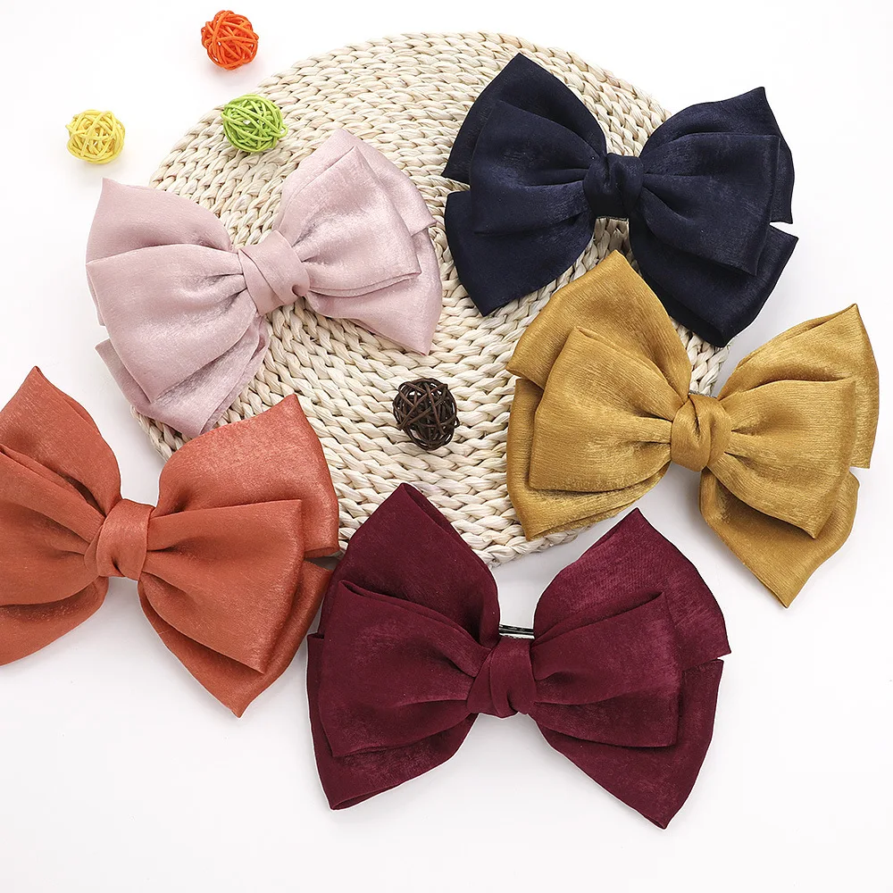 LOVINGSHA Hair Bow Ties Hair Clips For Women Satin Butterfly Bow Hairpin Girl Hair Accessories For Ladies Bowknot Hairpins FC156