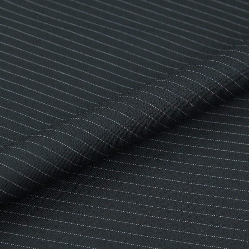 Striped design pure wool worsted fabric white striped design on black 270g/meter,WF236