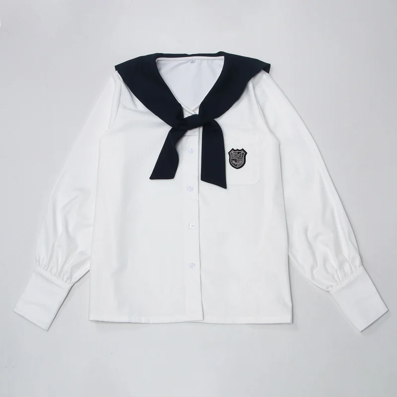 Japanese Korean JK Uniform Suits Girls College School Uniforms Long Sleeve Sailor Suit Shirt And A-line Skirt Adult Women