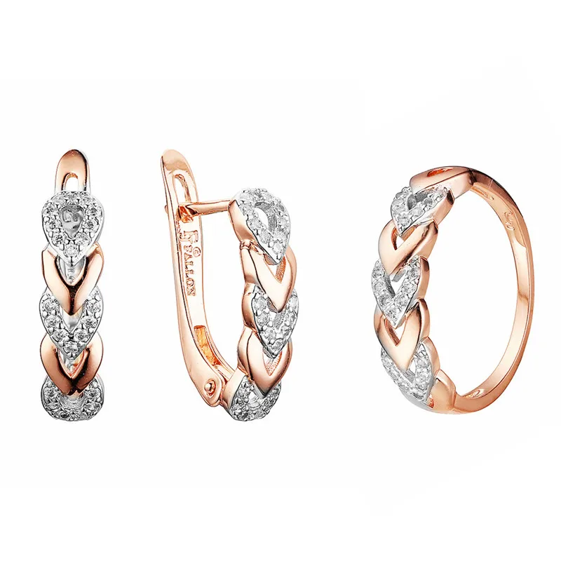 2023 New Fashion Gold Color Heart Shape Ring Jewelry Set Women Jewelry Accessories Girlfriend Gift