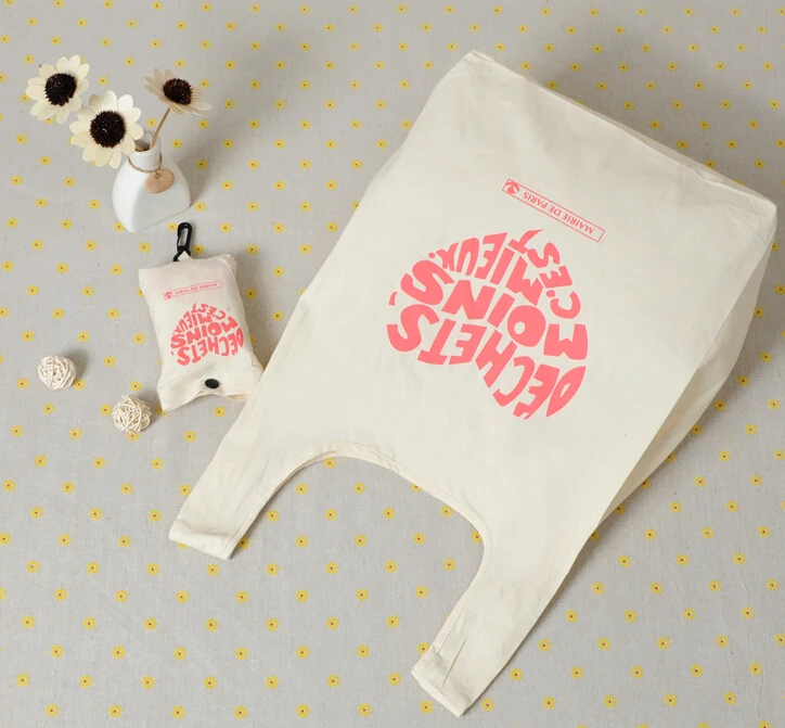ECO Tote Einkaufs Leinwand tasche Folding Paket Hohe-Qualität Frauen Männer Wiederverwendbare rocery Hohe kapazität Falten Baumwolle Einkaufstasche – Detail 6