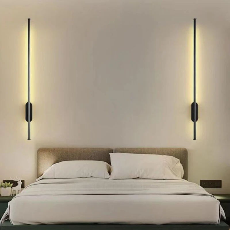 Modern simple linear tube LED wall lamp up down background opposite wall light LED bedside foyer corridor black gold LED sconce