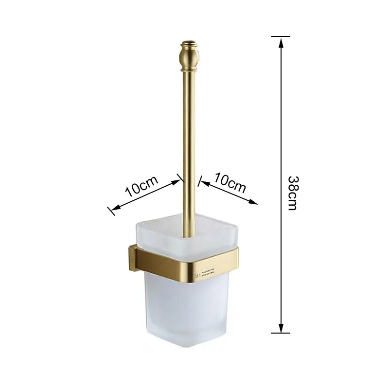 COOANHO Wall-Mounted Toilet Brush With Bracket, Brass Bathroom Toilet Brush Set With Bracket Frosted Glass (Gold)