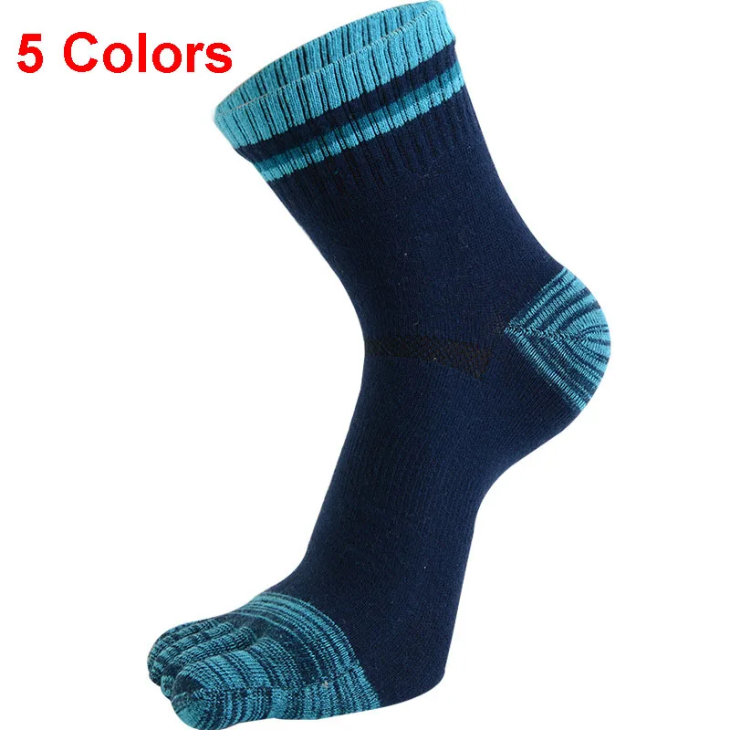 

Men's Harajuku Five Finger Socks Pure Cotton Patchwork Striped Breathable Sweat-absorbing Business Casual Socks with Toes