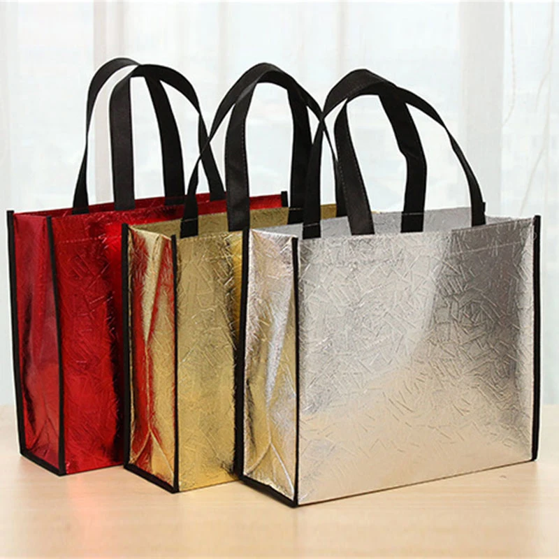 Foldable Laser Shopping Bag Reusable Eco-friendly Tote Waterproof Fabric Non-woven Bag Large Capacity Travel Storage Bag