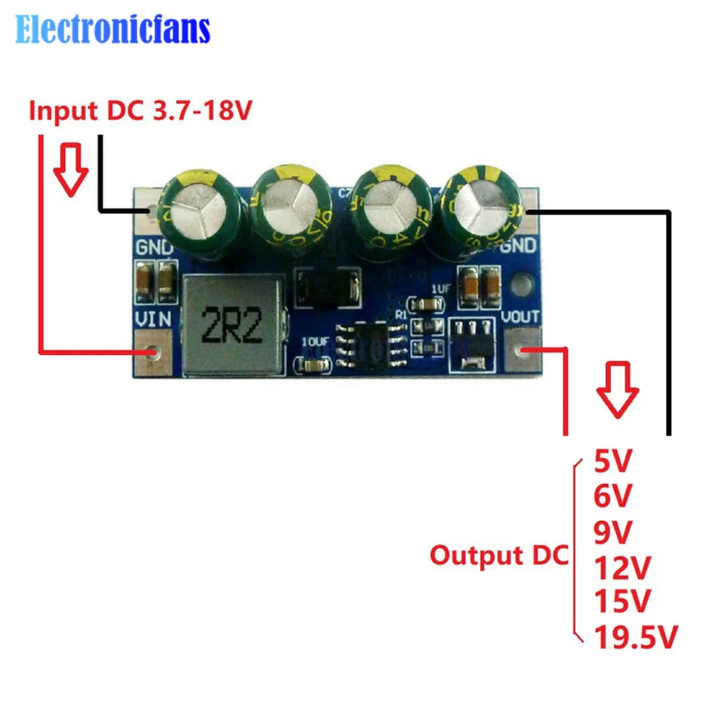 60W DC-DC 3.7V-18V a 5V 6V 9V 12V 15V 19.5V aumenta l\'alimentazione elettrica Molude del convertitore del bordo di spinta per l\'automobile della